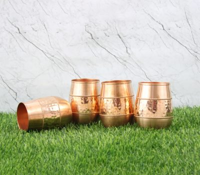 El'Cobre Premium Mid - Sequence Oval Copper Glass - 250 ML (Set of 4 Glasses)