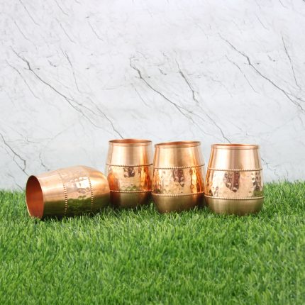 El'Cobre Premium Mid - Sequence Oval Copper Glass - 250 ML (Set of 4 Glasses)