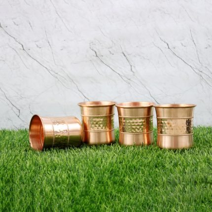 El'Cobre Premium Curved Copper Glass - 250 ML (Set of 4 Glasses)