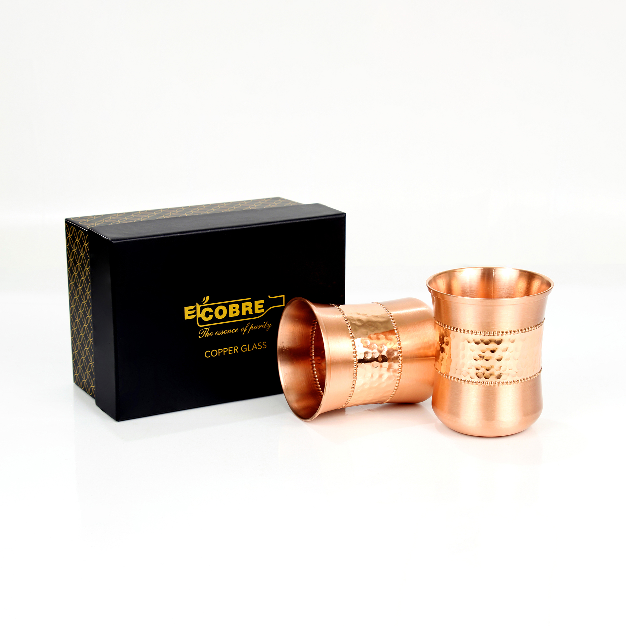 ELCOBRE PREMIUM CURVED COPPER SEQUENCE GLASS SET(2 GLASSES IN A FINE GIFT SET) - 250ML