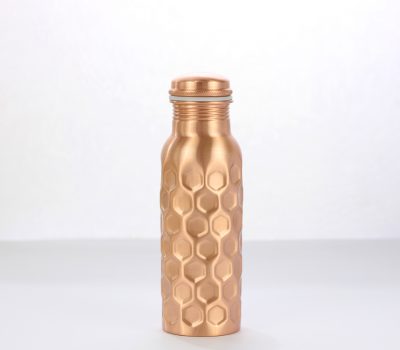 El'Cobre Premium Diamond Hammered Copper Water Bottle - 700 ML