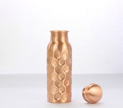 El'Cobre Premium Diamond Hammered Copper Water Bottle - 700 ML