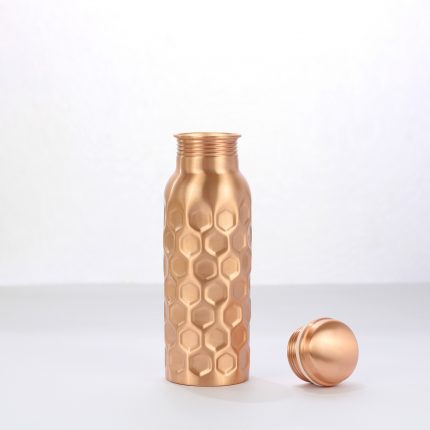 El'Cobre Premium Diamond Hammered Copper Water Bottle - 700 ML