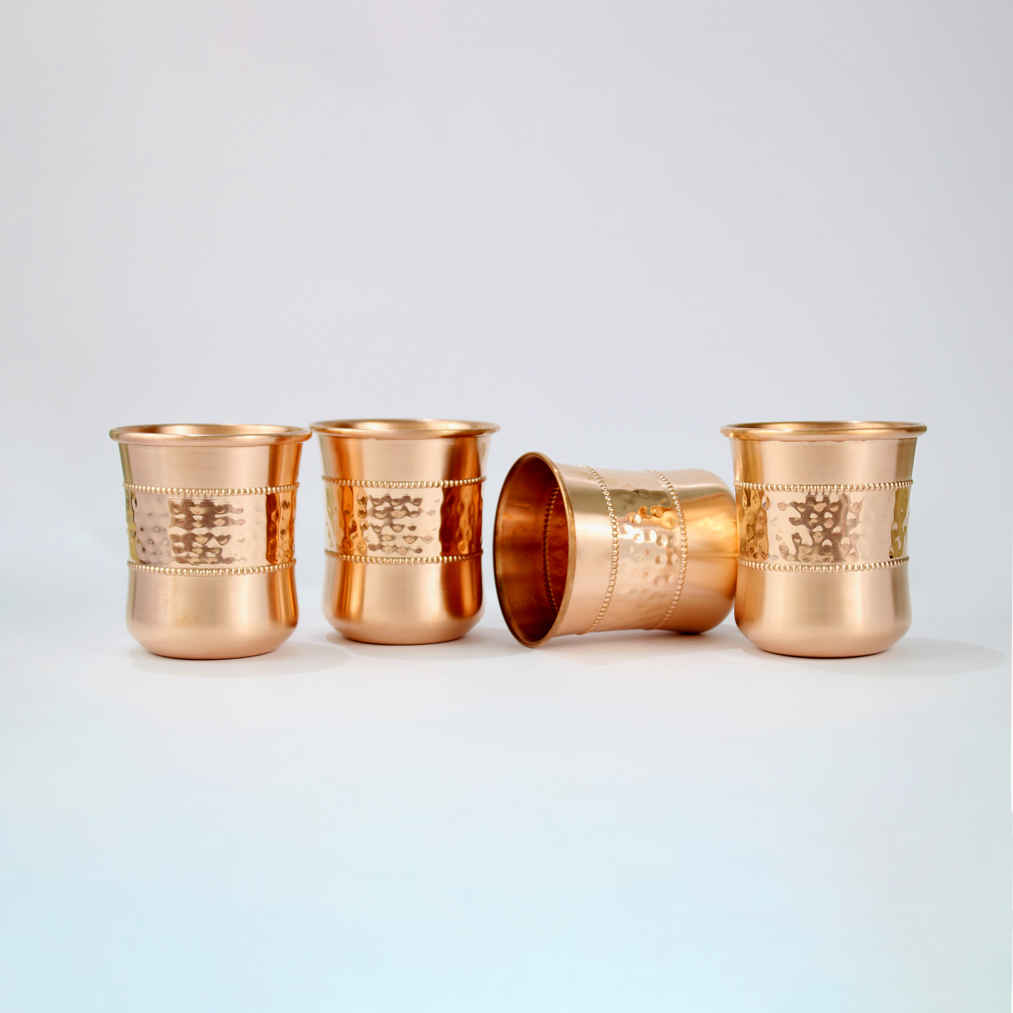 El'Cobre Premium Curved Copper Sequence Glass - 250 ML (Set of 4 Glasses)