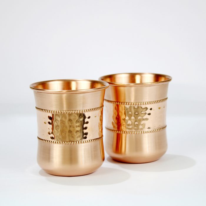 El'Cobre Premium Curved Copper Glass - 250 ML (Set of 4 Glasses)