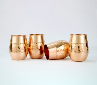 El'Cobre Premium Mid - Sequence Oval Copper Glass - 250 ML (Set of 4 Glasses)