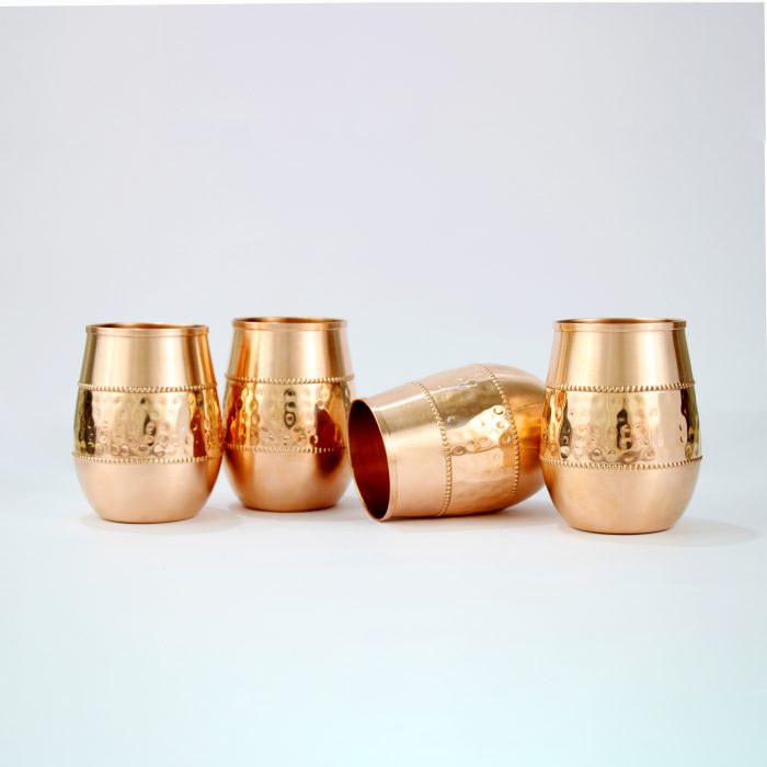El'Cobre Premium Mid - Sequence Oval Copper Glass - 250 ML (Set of 4 Glasses)