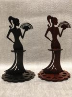 WOODEN NAPKIN HOLDER – LADY WITH FAN