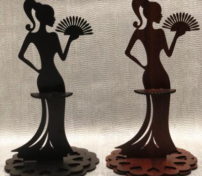 WOODEN NAPKIN HOLDER – LADY WITH FAN