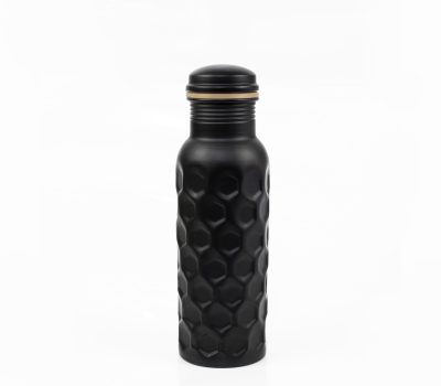 El'Cobre Premium Black Diamond Hammered Copper Water Bottle - 700 ML