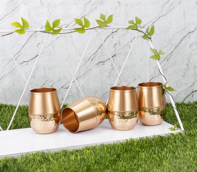 El'Cobre Premium Bottom - Sequence Oval Copper Glass - 250 ML (Set of 4 Glasses)