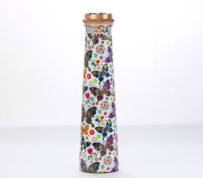 El'Cobre Limited Edition Printed Tower Copper Bottle – 850ML (Floral Butterflies)
