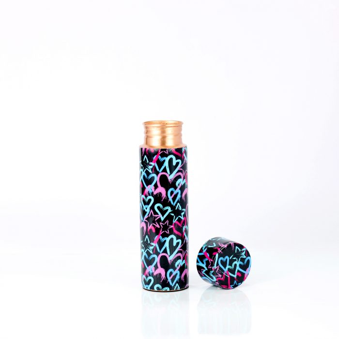 ELCOBRE PREMIUM LIMITED EDITION PRINTED COPPER BOTTLE - 500ML (Hearts)