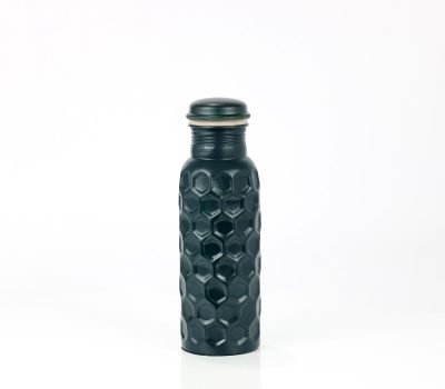 El'Cobre Premium Green Diamond Hammered Copper Water Bottle - 700 ML