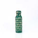 El'Cobre Premium Antique Green Diamond Hammered Copper Water Bottle - 700 ML
