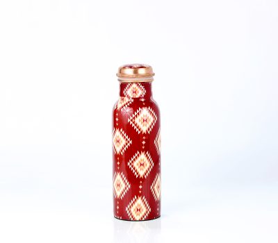 ELCOBRE PREMIUM LIMITED EDITION PRINTED COPPER BOTTLE - 700ML (Red Checks)