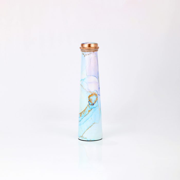 El'Cobre Limited Edition Printed Tower Copper Bottle (Blue Copper Marble)