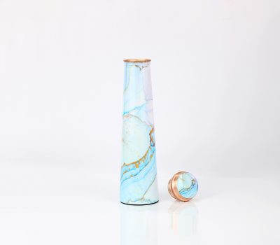 El'Cobre Limited Edition Printed Tower Copper Bottle (Blue Copper Marble)