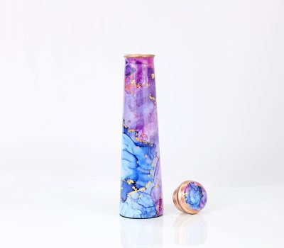 El'Cobre Limited Edition Printed Tower Copper Bottle (Purple Marble)