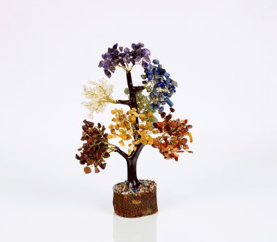 7 Chakra Crystal Tree - 500 Beads & Wood Base