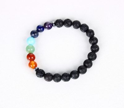 Lava with 7 Chakra Crystal Bracelet