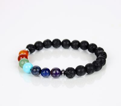 Lava with 7 Chakra Crystal Bracelet