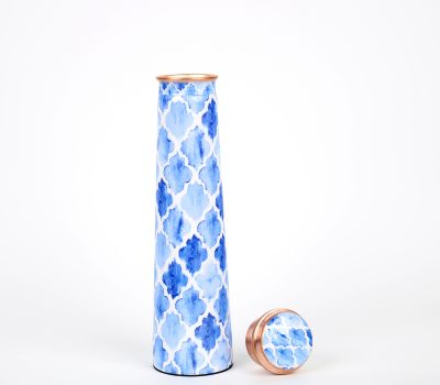 El'Cobre Limited Edition Printed Tower Copper Bottle (Quatre Blue)