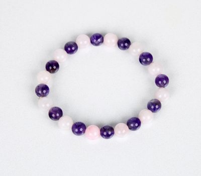 Rose Quartz & Amethyst Crystal Bracelet