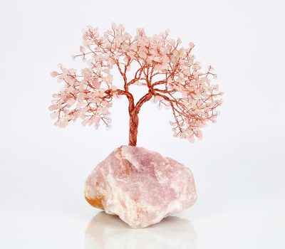 Rose Quartz Crystal Tree - 500 Beads & Cluster Base