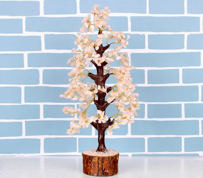 Rose Quartz Crystal Tree - 500 Beads & Wood Base