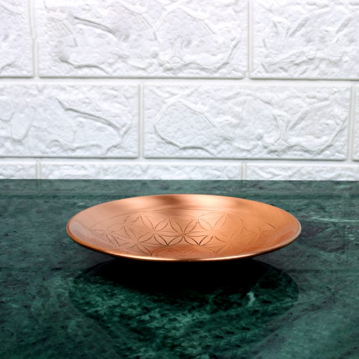 Pure Copper Flower of Life Plate - 6 Inches Diameter