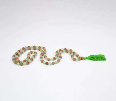 Rudraksha and Green Aventurine Mala