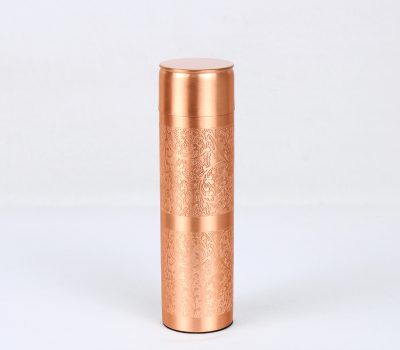 El'Cobre Premium Slim Flower Etching Copper Water Bottle - 500ML