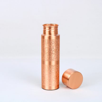 El'Cobre Premium Slim Flower Etching Copper Water Bottle - 500ML