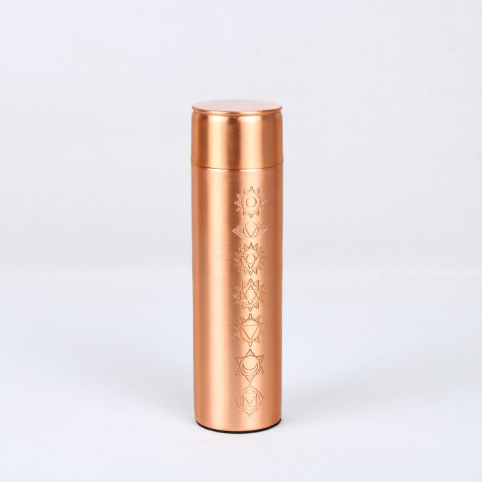 El'Cobre Premium Slim Seven Chakra Etching Copper Water Bottle - 500ML
