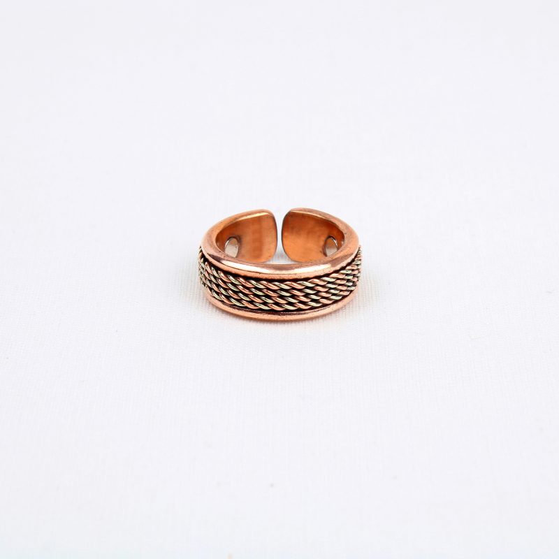 thumbnail interactive-video image 1 of Magical Basket Pure Copper Magnetic Ring - Hammered Finish, Adjustable Size For Men & Women 1 of 3