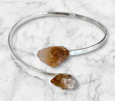 Dual Stone Citrine Bracelet Electroplated in Silver