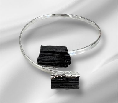Dual Point Tourmaline Bracelet electroplated in Silver