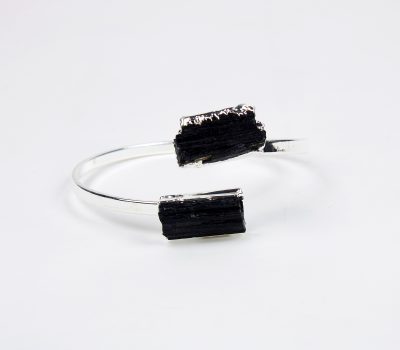 Dual Point Tourmaline Bracelet electroplated in Silver