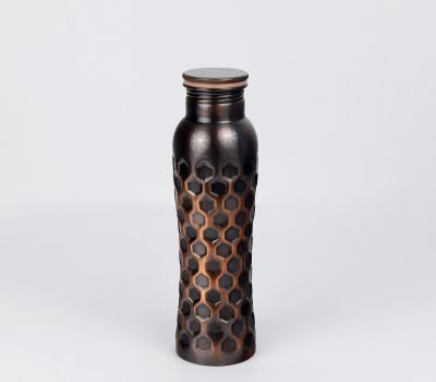 El'Cobre Antique Diamond Curve Copper Water Bottle 1L 