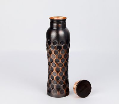 El'Cobre Antique Diamond Curve Copper Water Bottle 1L 