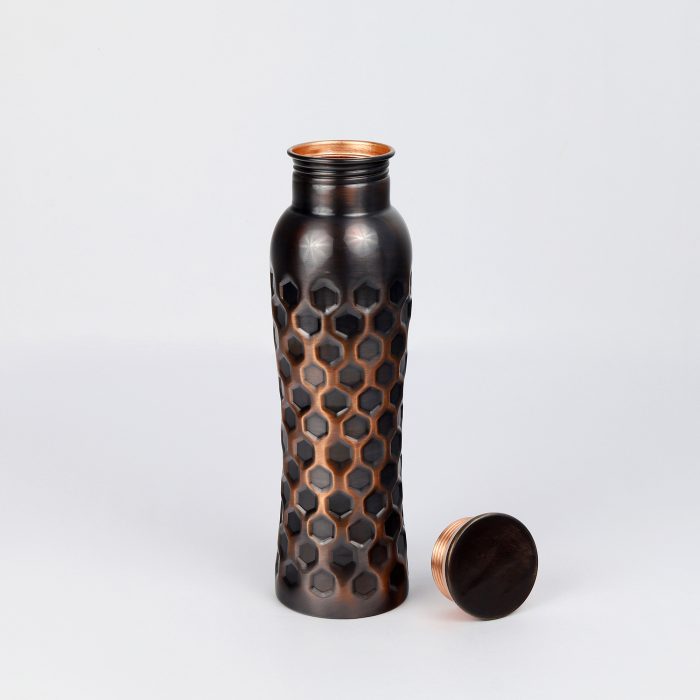 El'Cobre Antique Diamond Curve Copper Water Bottle 1L 