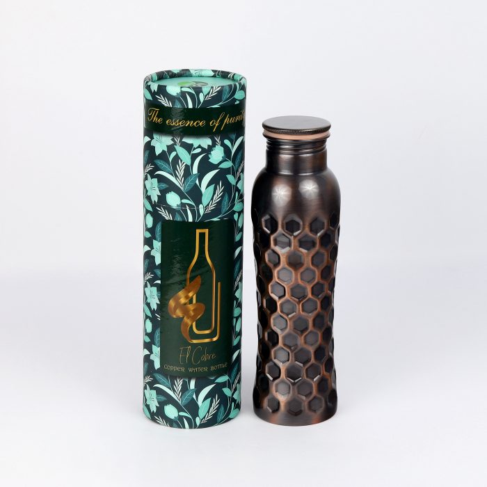 El'Cobre Antique Diamond Curve Copper Water Bottle 1L 