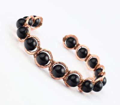Copper & Black Obsidian Crystal Bracelet