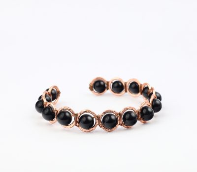 Copper & Black Obsidian Crystal Bracelet