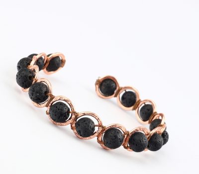 Copper & Lava stone Crystal Bracelet